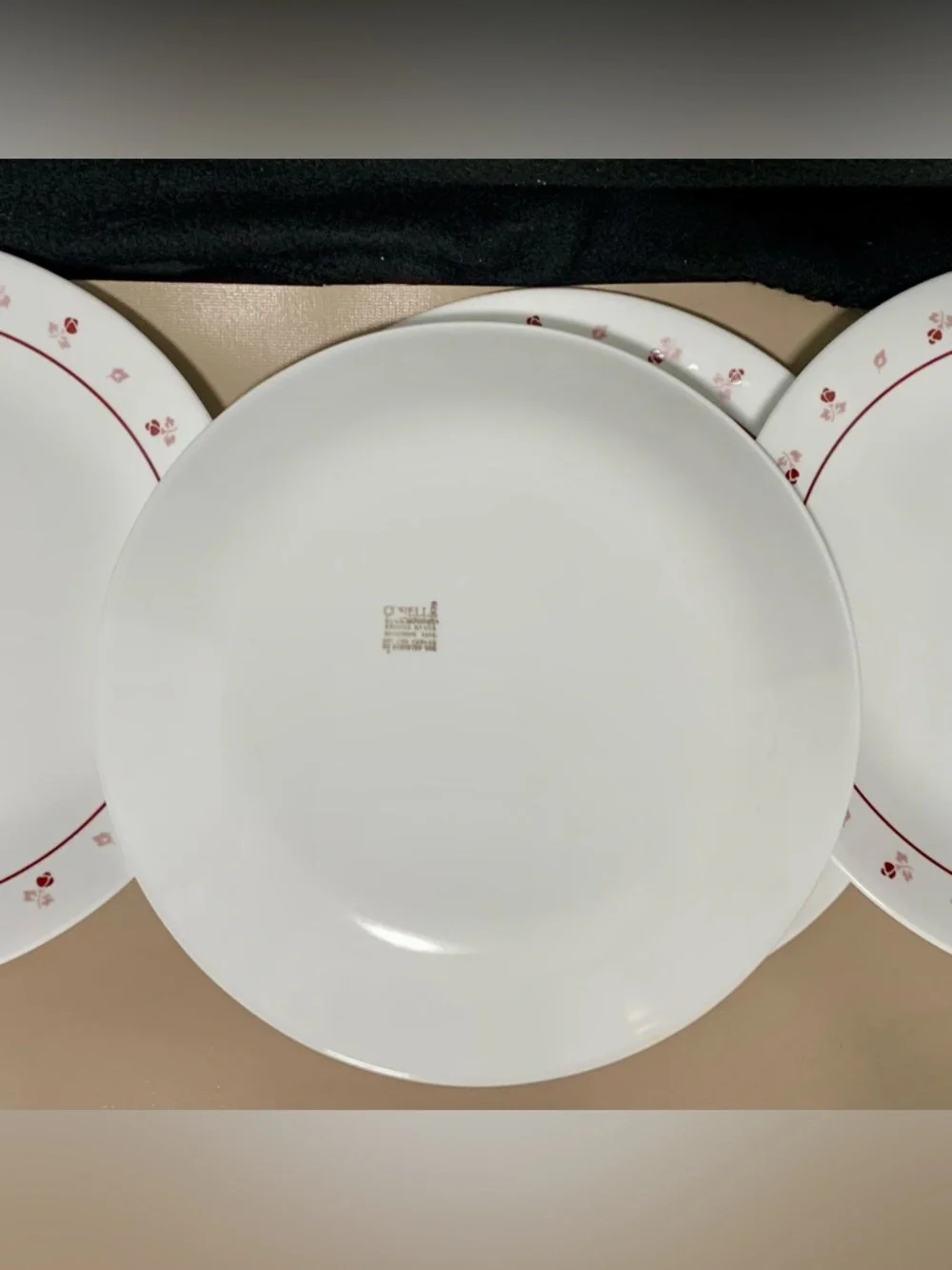 🔍 Vintage Corelle Burgundy Rose by Corning (4) 3-Piece Place Settings/12 Pieces